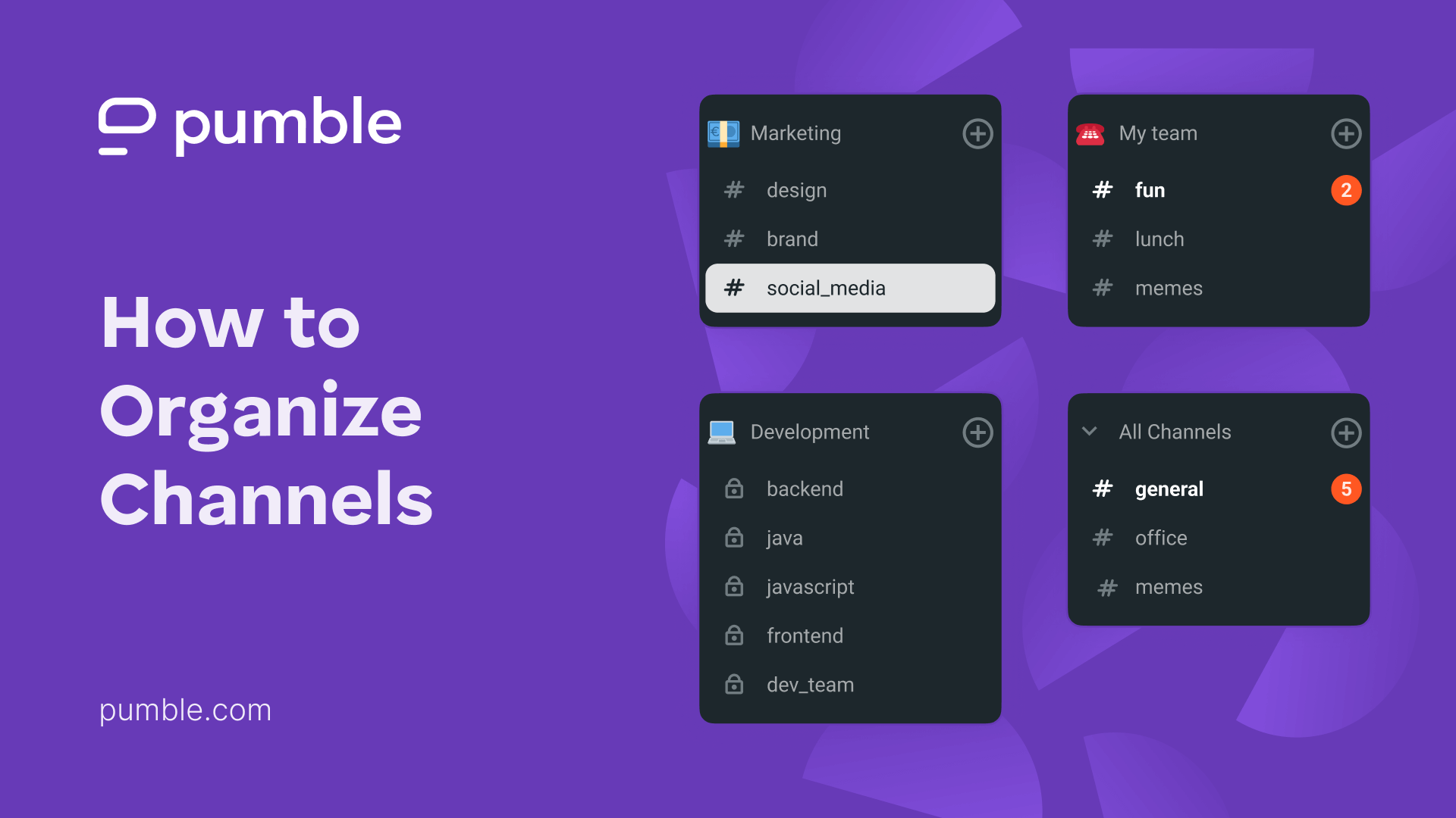 How to organize channels in Pumble video tutorial