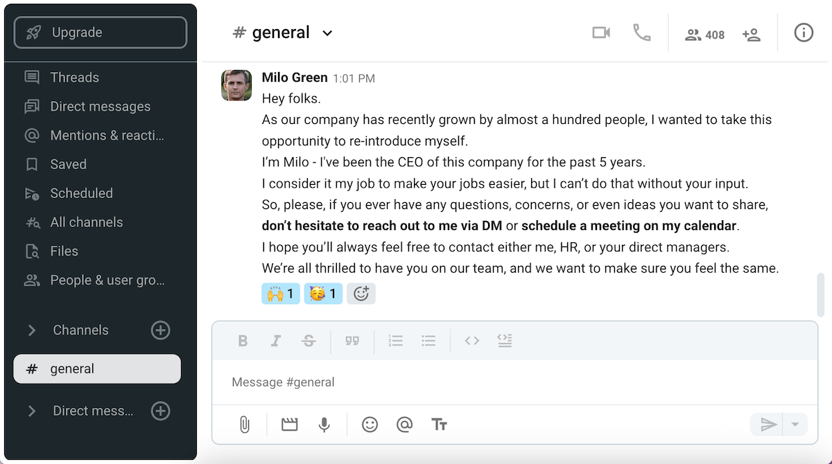 A CEO lets his employees know how to reach him-min